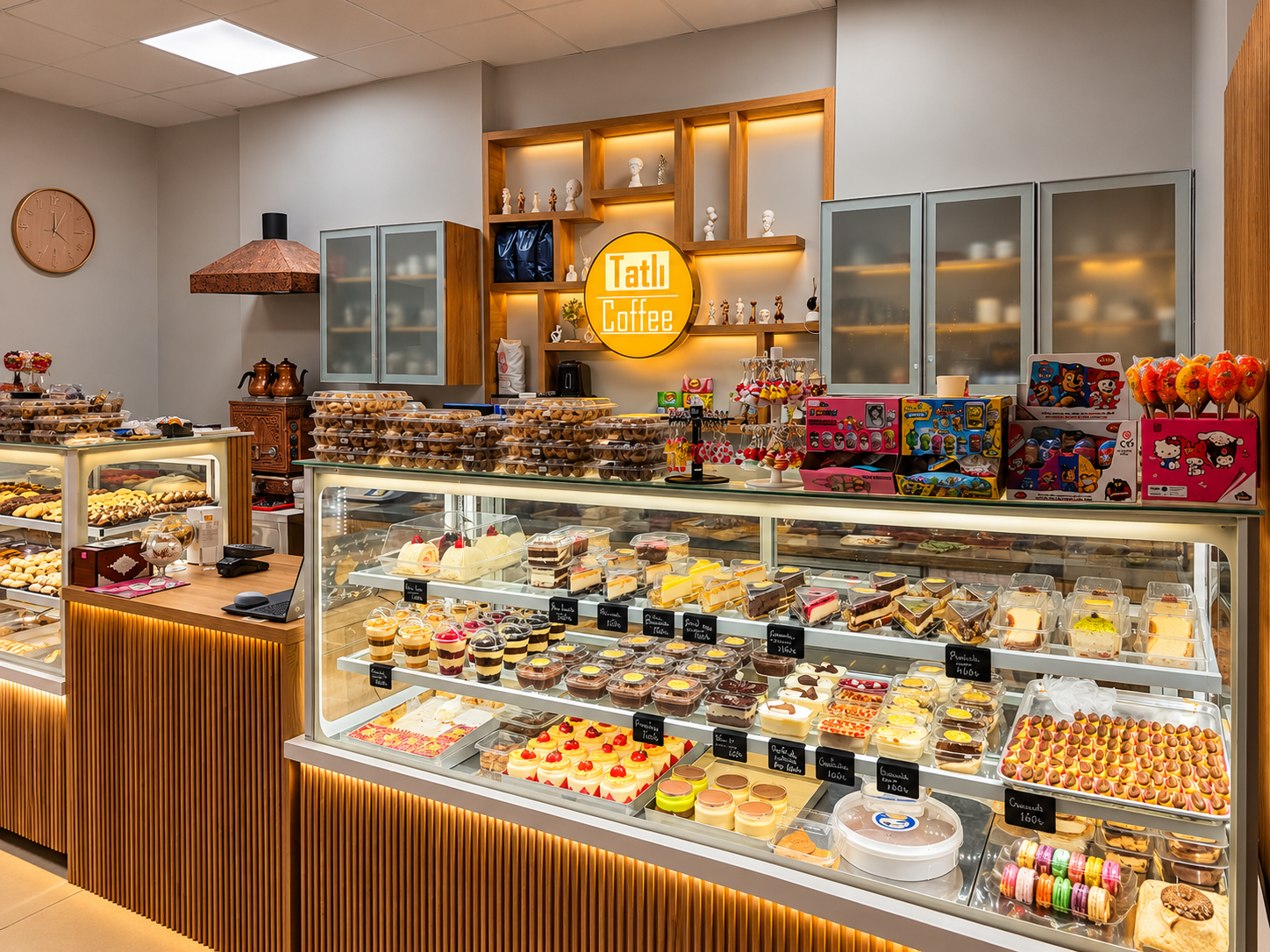 Tatlı Coffe tatlı vitrini ve dükkân iç mekânı